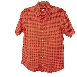 Envelop Jim Smith Button Front Shirt Mens Size Small Cotton Short Sleeve Orange